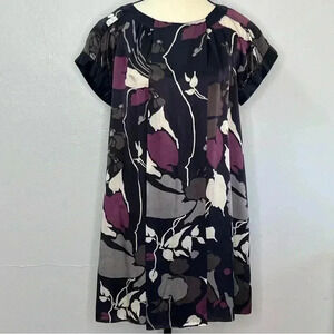 Ted Baker Cap Sleeves pleaded Leaf‎ Abstract  Print Silk Mini Dress Sz US 8
